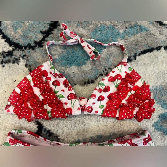 Kids Cherry Print Bikini Set Sz 12 month - Picture 2 of 6